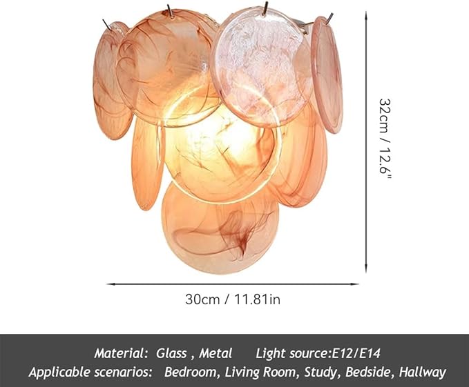 Modern Artistic Wall Sconce, Iridescent Layered Glass Disc Wall Lamp, Unique
