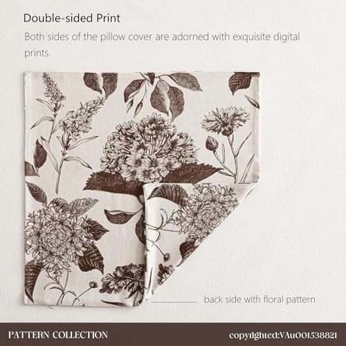 Set of 2 Linen Floral Throw Pillow Covers Vintage Accent Print Decorative Cushion Covers Farmhouse Boho Home Decor for Sofa Chair Couch Bedroom Living Room
