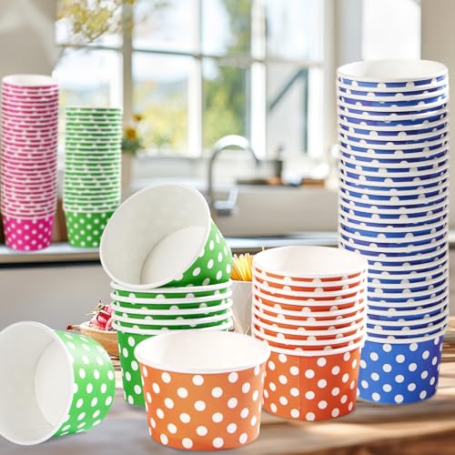 Greencian 120Pcs 12oz Colorful Ice Cream Cups for Hot or Cold Food