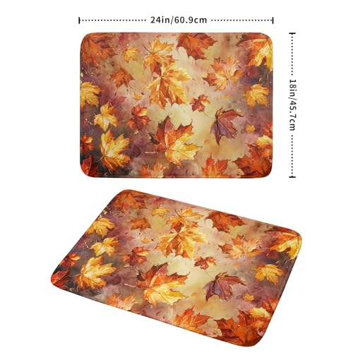 Fall Dish Drying Mat for Kitchen Counter Watercolor Maple Leaves Super Absorbent Reversible Microfiber Kitchen Countertop Protector Dishes Pad Large 18x24 inch