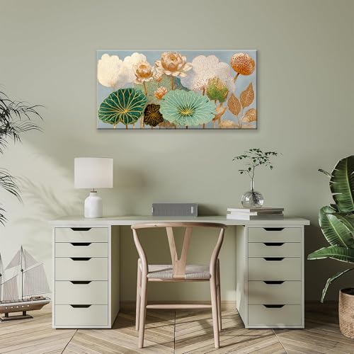Canvas Wall Art Decor Gold Lotus Flower Canvas Art Wall Decor For Living Room Modern Wall Art Decor Floral Botanical Nature Canvas Prints Flower Wall Art Decor For Bedroom Home Office Decor 20"×40"