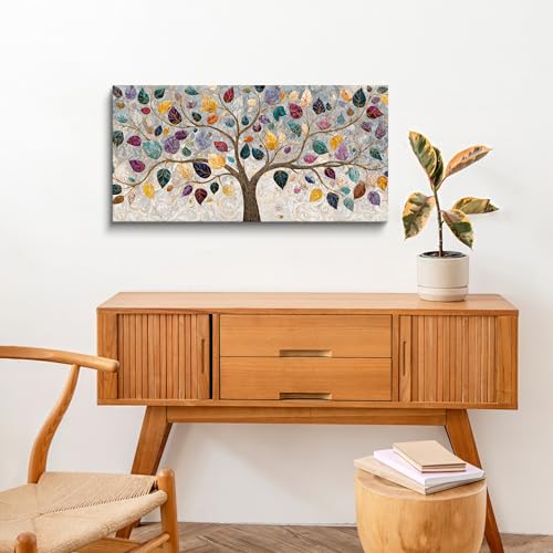 Modern Boho Tree Of Life Wall Art Prints Canvas Art Wall Decor For Living Room Colorful Wall Art Prints Artwork Aesthetic Home Tree Pictures Wall Decor Pictures For Bedroom Office Apartment Decoration 20"×40"