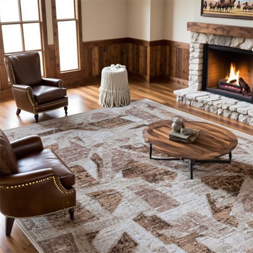 Brown 5X7 Area Rugs for Living Room Bedroom (35 Sq Ft)