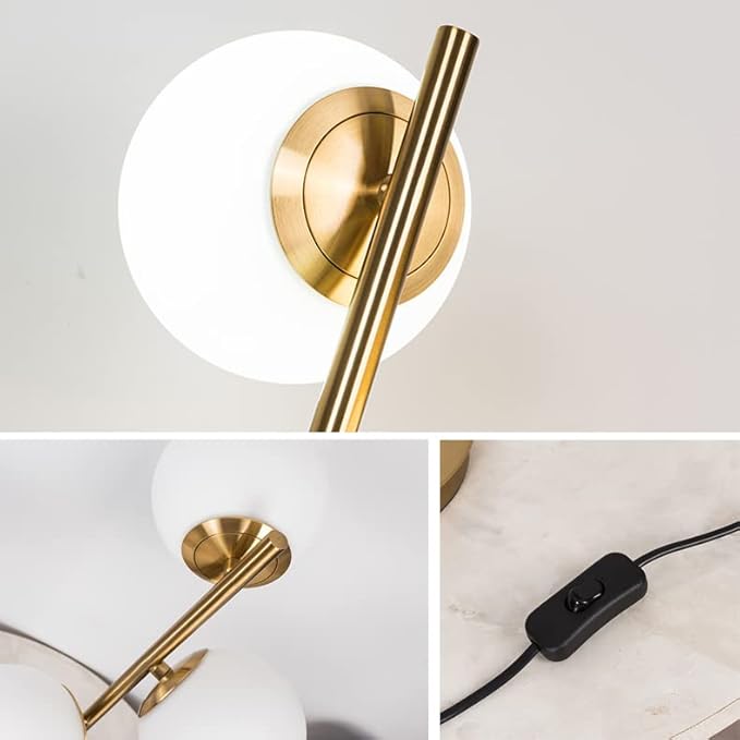 Gold Globe Table Lamp Mid Century Modern Desk Lamp 3-Light Side Table Lamp