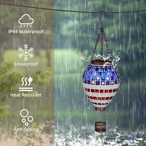American Flag Hot Air Balloon Solar Lantern