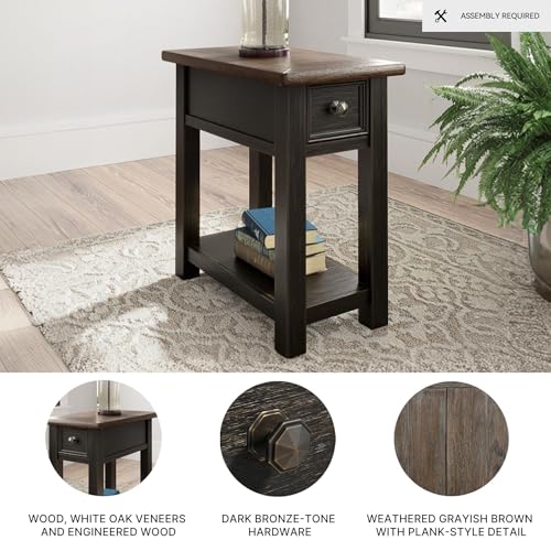 Narrow Chairside End Table with Charging Station