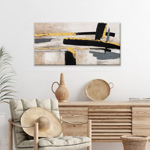 Abstract Wall Art Canvas Wall Art Decor Black And Gold Wall Art Paintings Abstract Wall Decor Artwork Pictures For Bedroom Bathroom Office Home Decor Can Be Hung Directly 20" W X 40" L