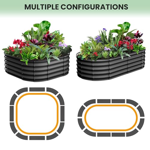 2 Pcs 6x3x1 ft Oval Raised Garden Bed