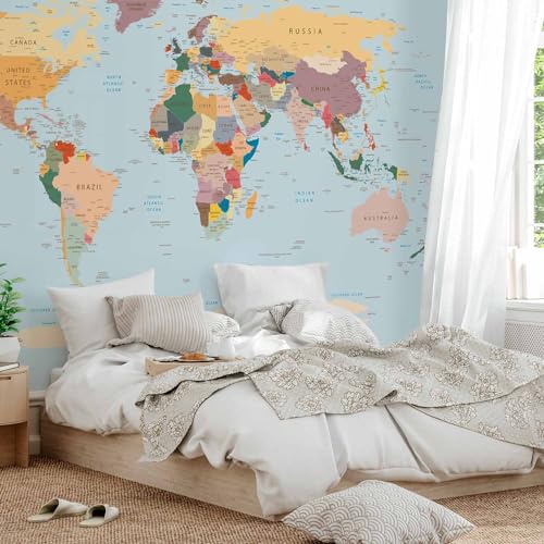 Wall Mural World Map 79x55 in (30.13 Sq Ft)