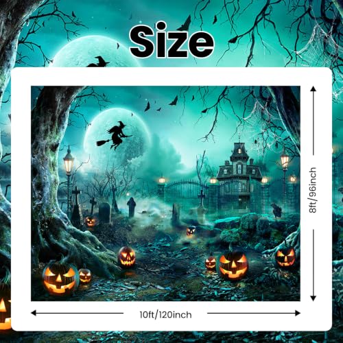 10x8ft Green Halloween Backdrop Spooky Photography Background