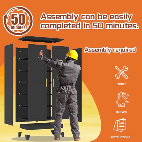 RISRERN Black Metal Storage Cabinet