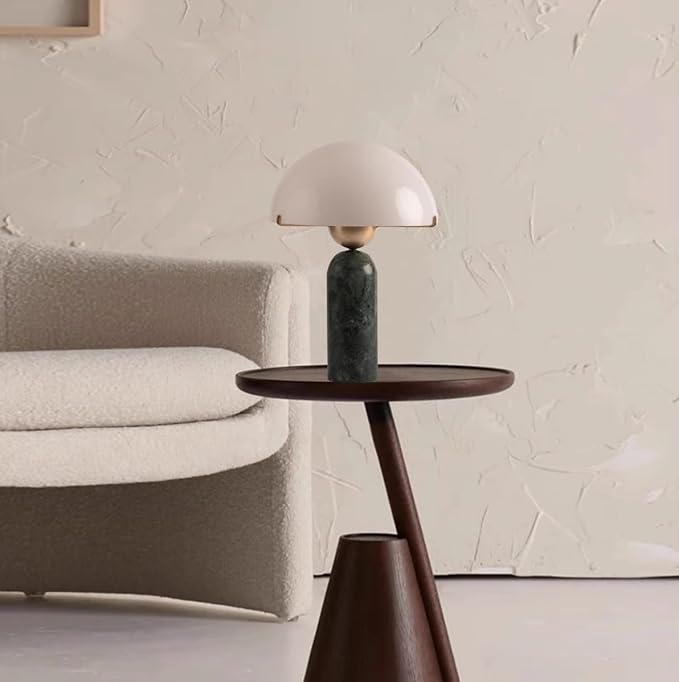 Modern Dome Shaped Table Lamp Mid-Century Accent Lamp Green Marble Desk Lamp