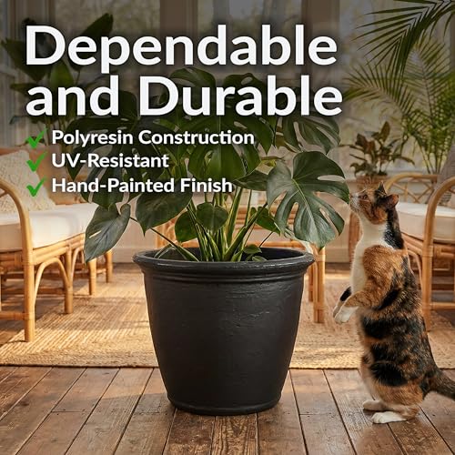Sunnydaze Anjelica 20'' Large Plastic Planter Pot for Plants (4 Count)