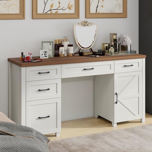 Farmhouse 61'' Executive Desk with 5 Drawers