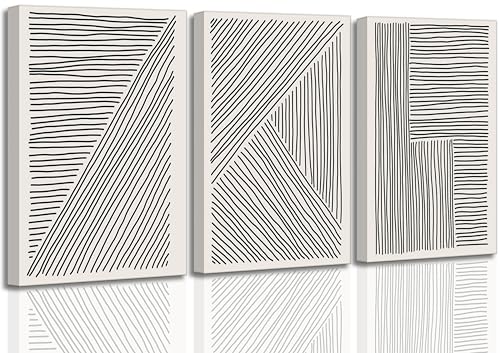 3 Pcs Minimalism Abstract Boho Lines Canvas Wall Art 12x16in (3 Count)