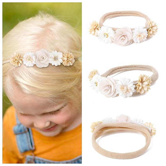 6pcs Baby Headbands Nweborn Flower Hair Bows for Girls-Infant Elastic Hair Band Bows Wraps Baby Headband Hair Accessories Gifts for Toddles
