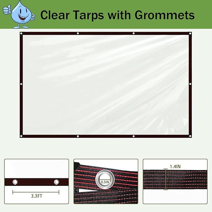 Chicken Coop Cover for Winter - Waterproof Chicken Coop Tarp with Elastic Cords & Rope, Durable Covers for Winter Protection Patio Covering Henhouse Porch Canopy Plant Camping,11x15 FT