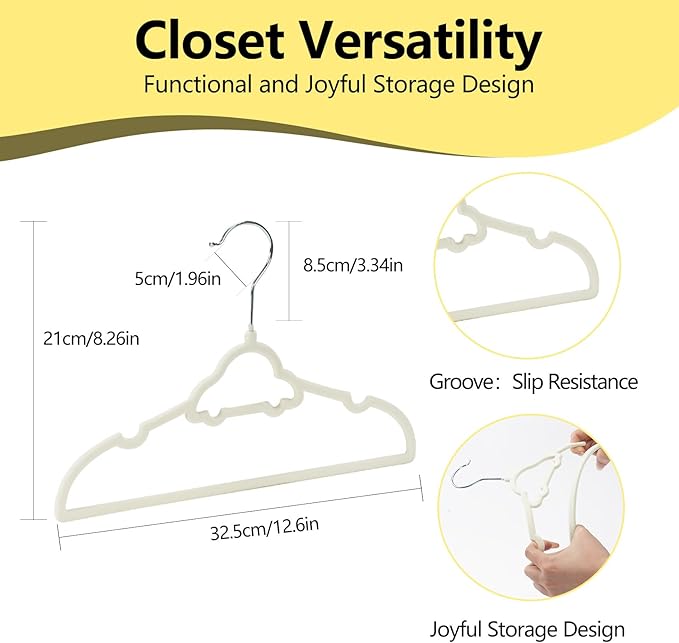 GoodtoU Kids Velvet Hangers, 50 Pack Baby Hangers for Closet Toddler Hanger Infant Clothes for Organization & Children's Storage (12.6 x 8.26 inch, Car)