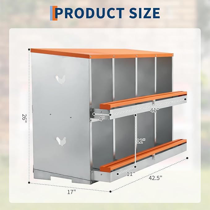 8 Compartment Nesting Boxes for Chickens, Chicken Nesting Box to Protect Eggs, Chicken Laying Boxes, Easy to Clean and Install