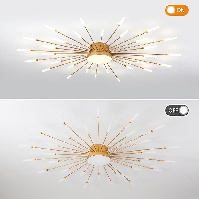ziidoo Modern Ceiling Light, 30+1 Lights Metal Firework Designed Chic Led