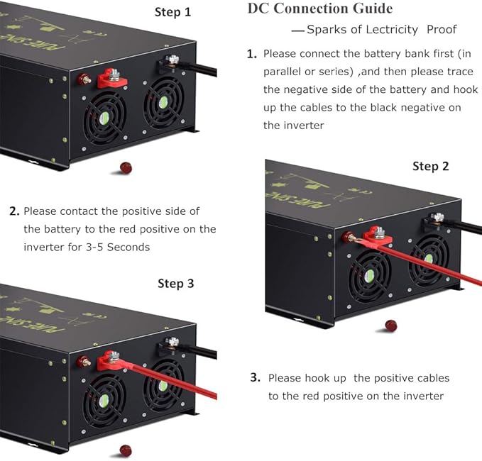 WZRELB 8000W 36V 120V Pure Sine Wave Power Inverter with 2 AC Outlets,Bipolar High-Frequency Inverter