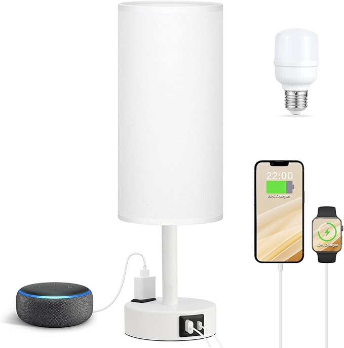 Fenmzee Matte White Bedside Table Lamp
