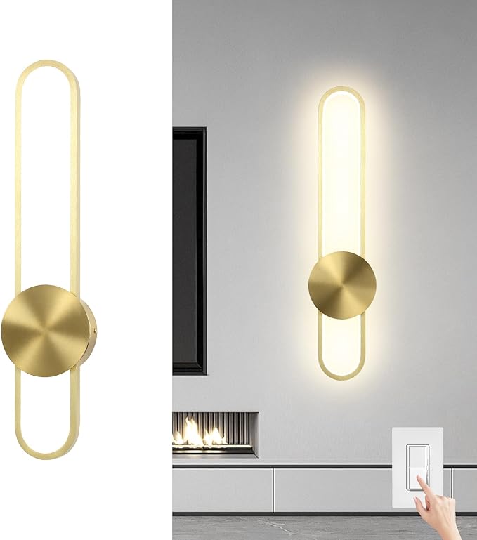 JAYMP Modern Wall Sconce 4000K Dimmable LED Wall Light Fixture, Hardwired Wall