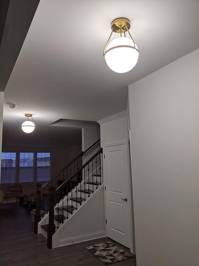 HOLKIRT Mid Century Modern Globe Semi Flush Mount Ceiling Light Fixture