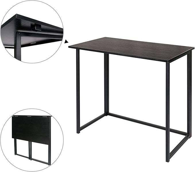 Leopard Outdoor Products Folding Computer / Laptop Table for Small Spaces, Space-Saving Home Office / Writing Desk, Compact Study Reading Foldable Desk (Black)