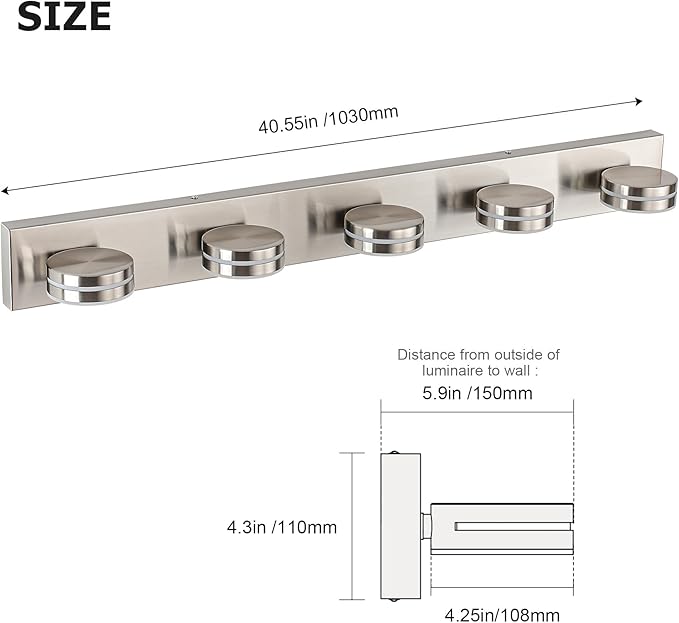 Brushed Nickel Bathroom Light Fixtures Over Mirror, 5-Light Bathroom Vanity