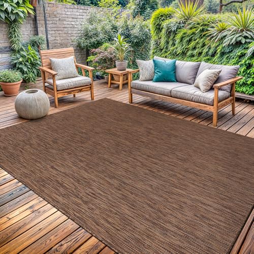 Washable Indoor Outdoor Rug Weather Resistant Carpet Modern Solid for Porch Deck Balcony Backyard Patio Rug 8x10 Gold Brown (80 Sq Ft)