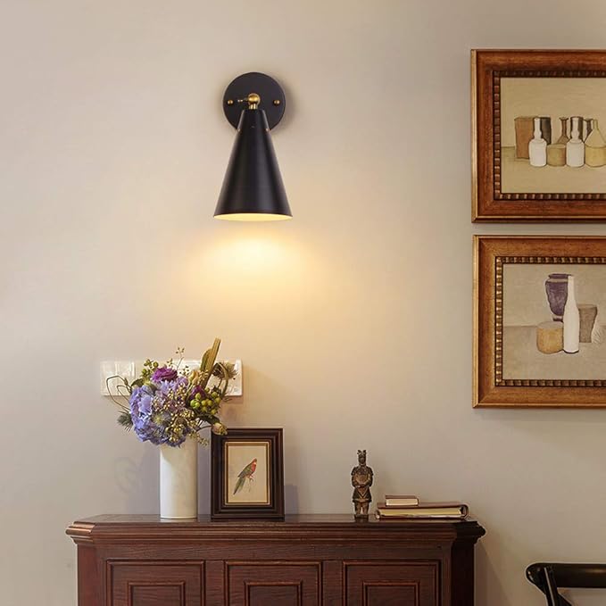 MWZ Modern Black Wall Sconces Lighting, 2 Pack Gold Rustic Lamp Fixture