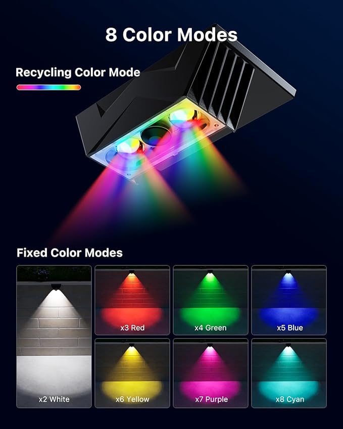 8 Pack Color Change Solar Fence Lights Outdoor