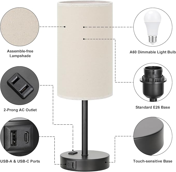 Fenmzee Touch Table Lamp