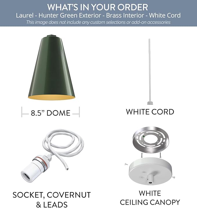 Steel Lighting Co. Laurel Pendant Light | Ceiling Mounted | 8.5 inch Cone Shade