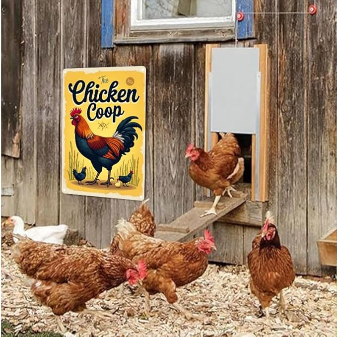 Chicken Coop Outdoor Decorative Sign with Fluffy Butt Hut Design 12x16 Inch for Backyard Farmhouse Poultry Decor