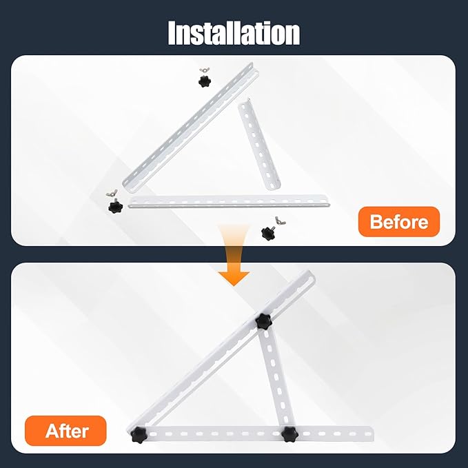 Solar Panel Mount, Upgraded 16" Adjustable Brackets with Foldable Tilt Legs Adjustable Solar Ground Mount for 1-2pcs 10-50 Watt Portable Solar Panel for RV, Roof, Boat, and Off-Grid
