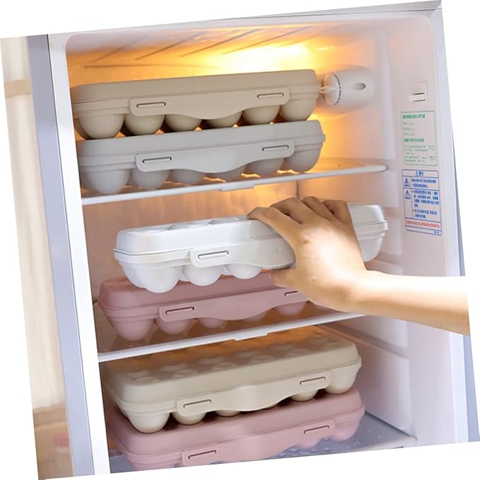 NUOBESTY Stackable 12 Grids Egg Storage Container Lid Refrigerator Egg Holder for Kitchen Organization