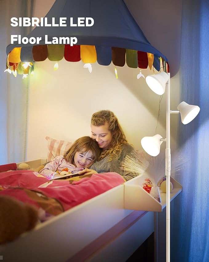 White Floor Lamp, 36W Modern Dimmable Standing Lamp 2700-6500K, 3 Rotatable LED