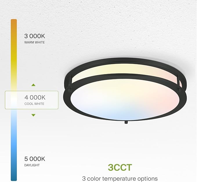 ASD LED 16" Round Flush Mount Lighting, Close to Ceiling Light Fixture | 3CCT