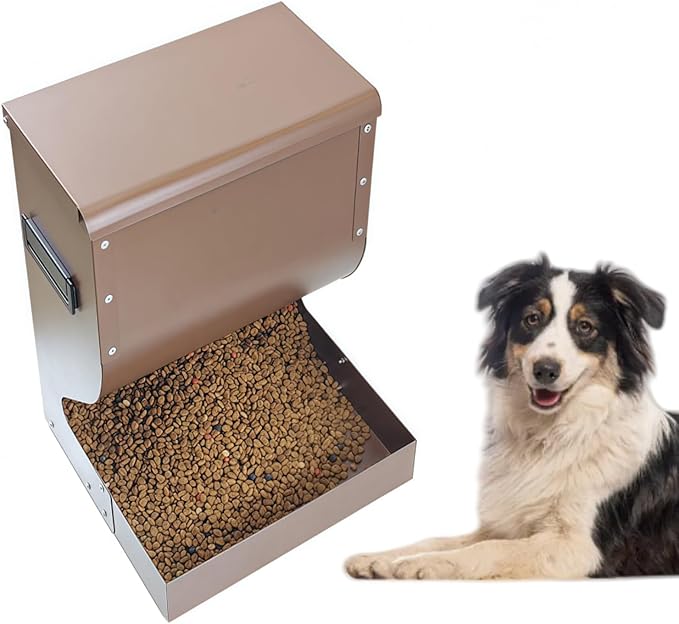 Automatic Dog Feeder Large Breed, 15lb Indoor/Outdoor Gravity Feeder for Dogs, Hanging Self Feeding Dispenser for Medium and Large Dogs, Cats, and Chickens
