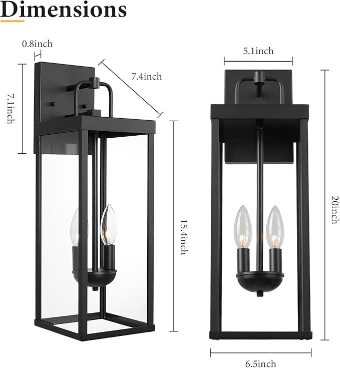Outdoor Wall Sconce Light, 20 Inch Tall Transitional Exterior Wall Bracket
