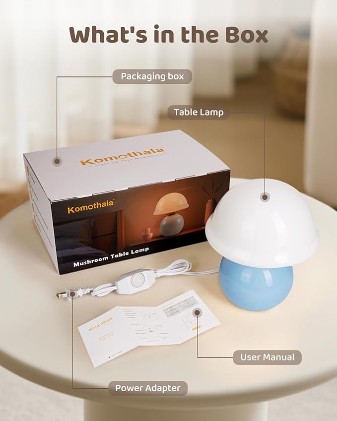 Mushroom Table Lamp for Bedroom, Cozy Bedside Lamp