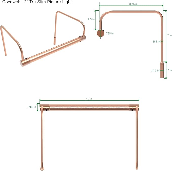 Cocoweb 12 Inch Tru-Slim Copper Picture Light