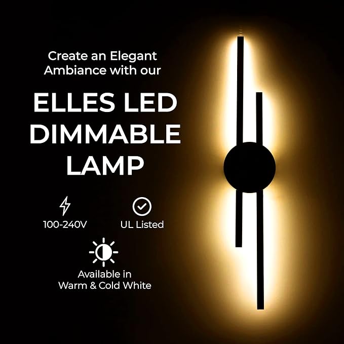 Ozarke Elles Minimalist LED Light Sconce, Modern Linear Wall Lamp, Warm White