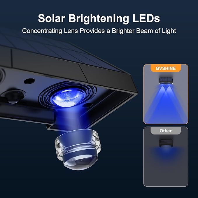 8 Pack Bright Solar Fence Lights Outdoor