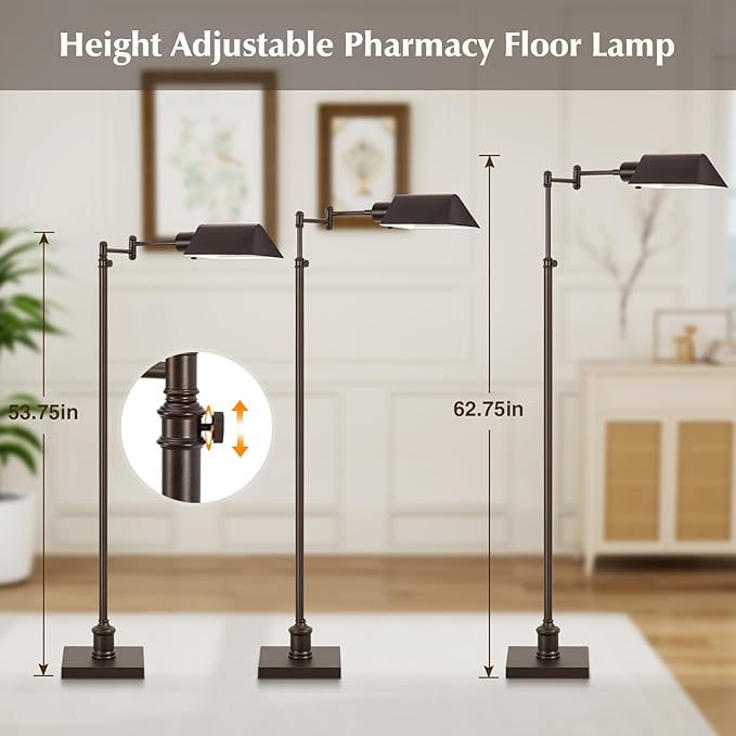 GyroVu Traditional Height Adjustable Pharmacy Floor Lamp