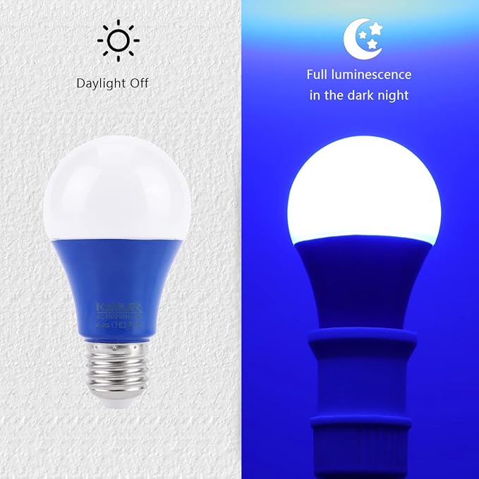 KINUR Blue LED Light Bulb, A19 9W 120V E26 Medium Base Non-Dimmable