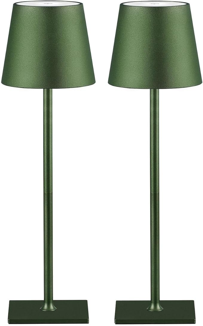 2 Pack Cordless Table Lamps, 3 Colors Stepless Dimming, 5000mAh Rechargeable
