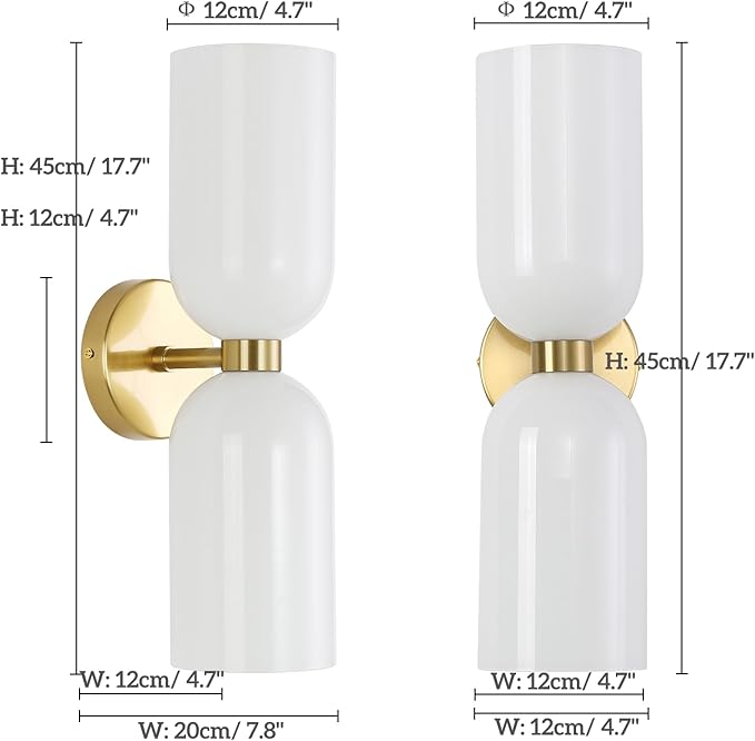 Minimalist 2-Light Gold Wall Sconces
